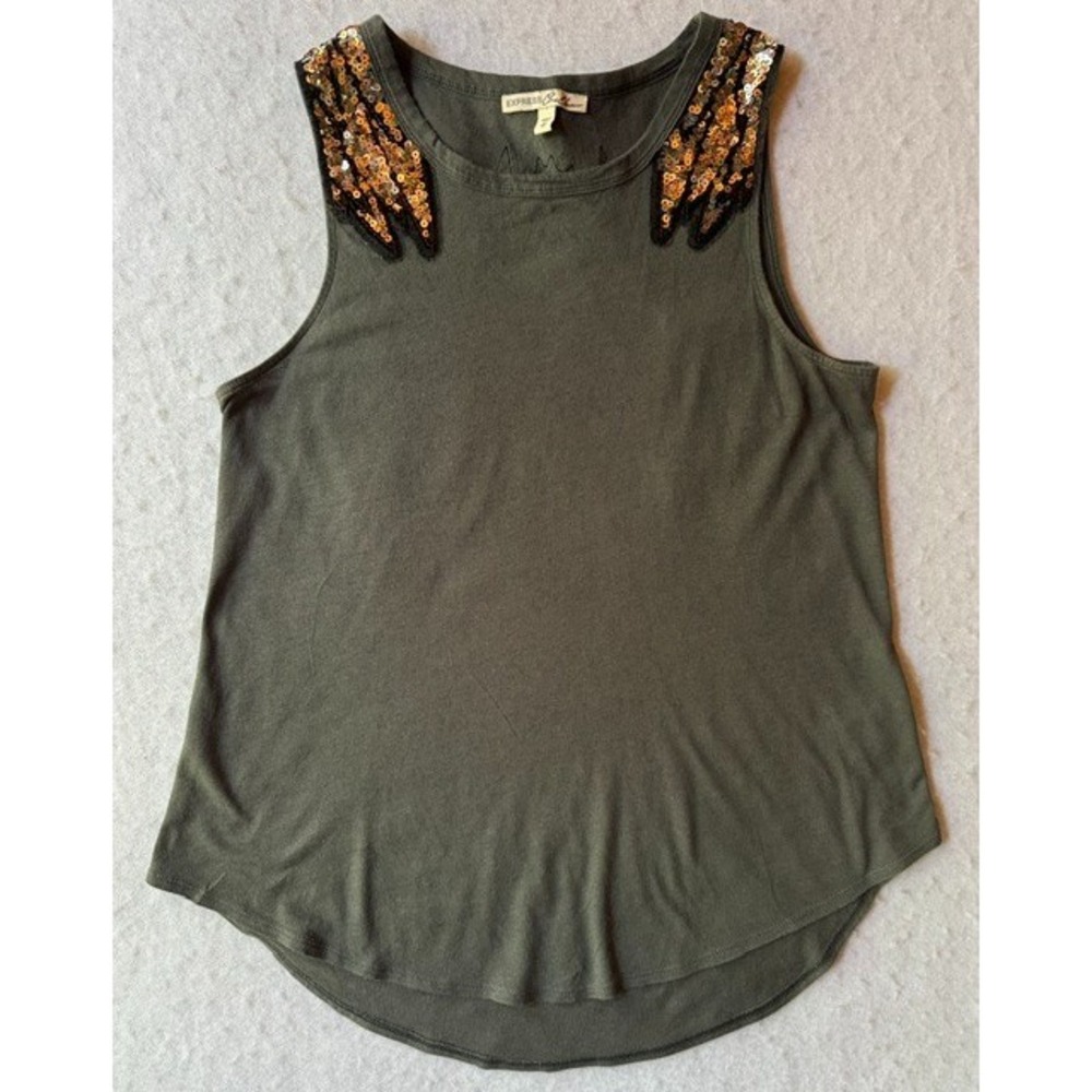 Express One Eleven Women's Sequined Sequin Wings Tank Top Sleeveless Sz MED - Picture 4 of 10